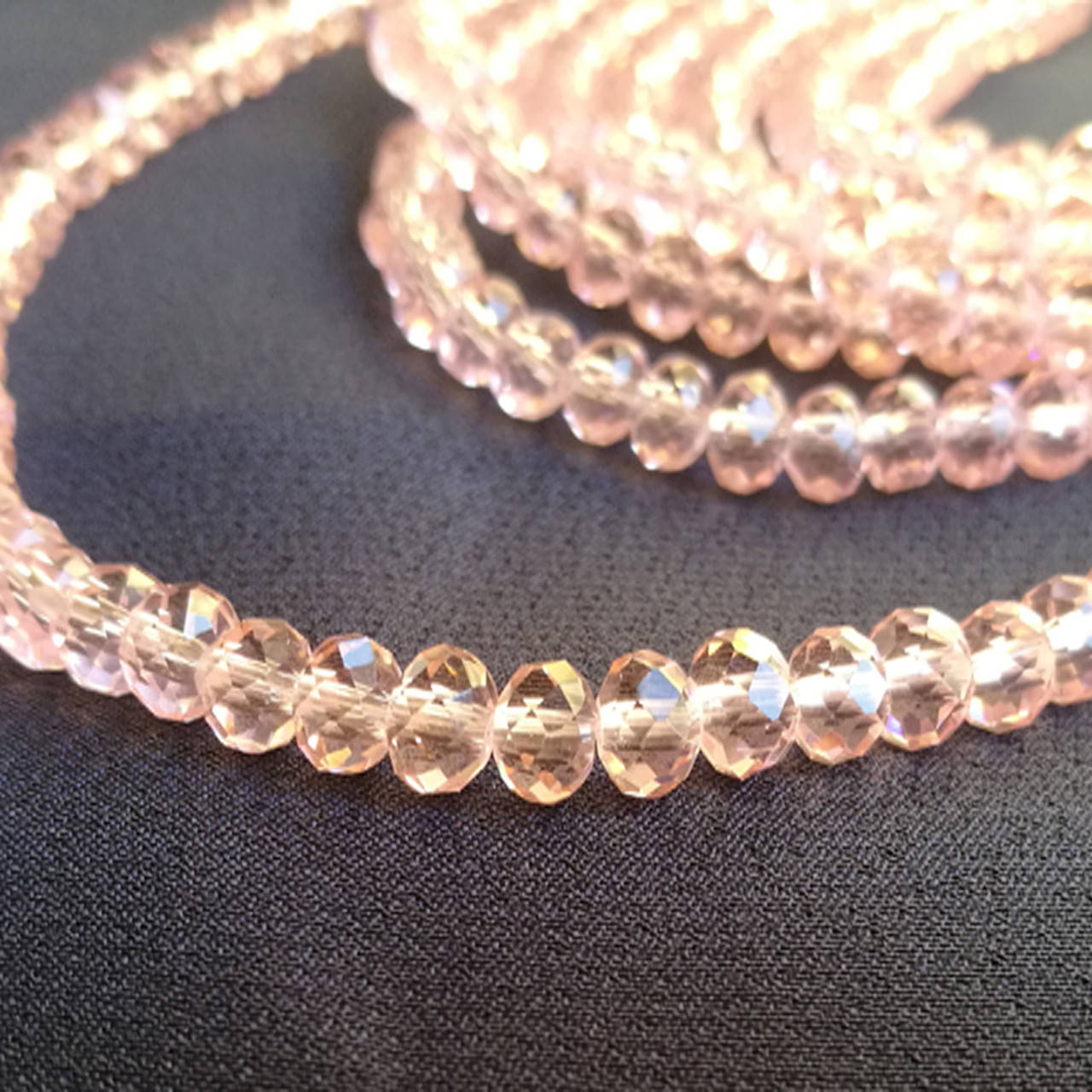 

Кришталева намистина, рондель, рожева, 3х4 мм, Розовый