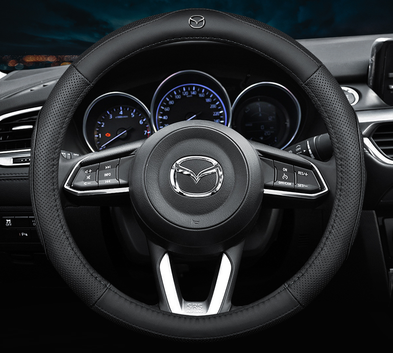 

Чехол оплетка Cool на руль для автомобиля Mazda натуральная кожа, Черный