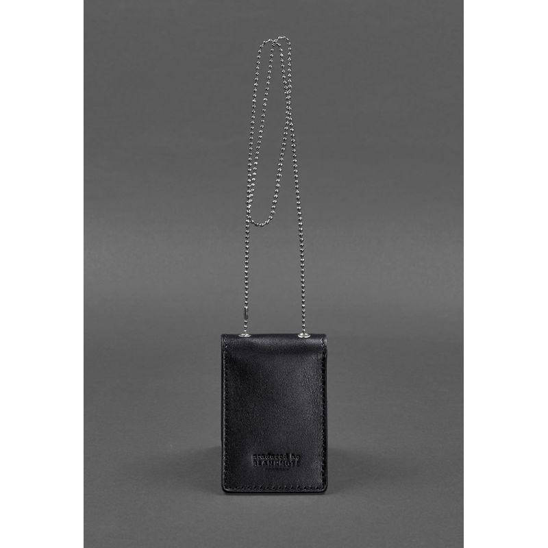 

Кожаная обложка на цепочке для удостоверения и жетона, Черный