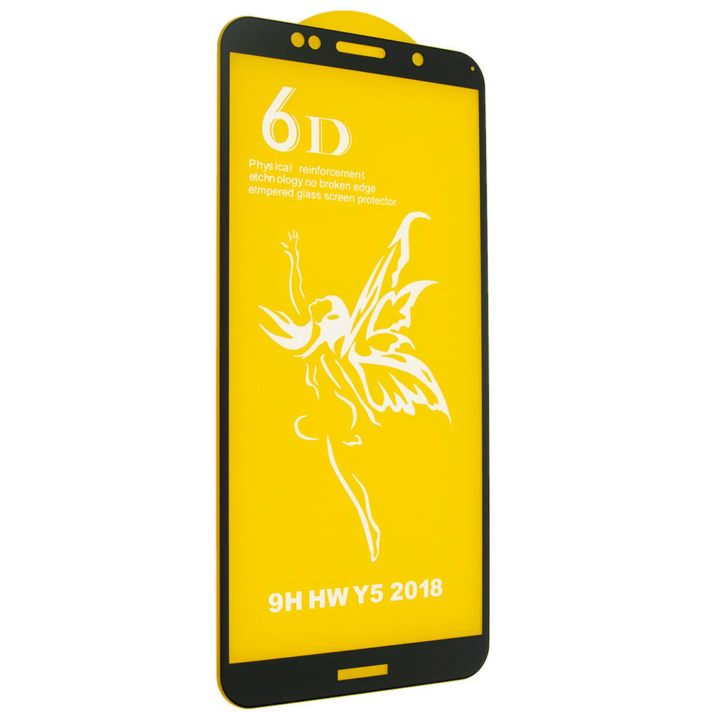 

Стекло 6D Huawei Y 5 Prime 2018 черное- защитное, premium, Черный