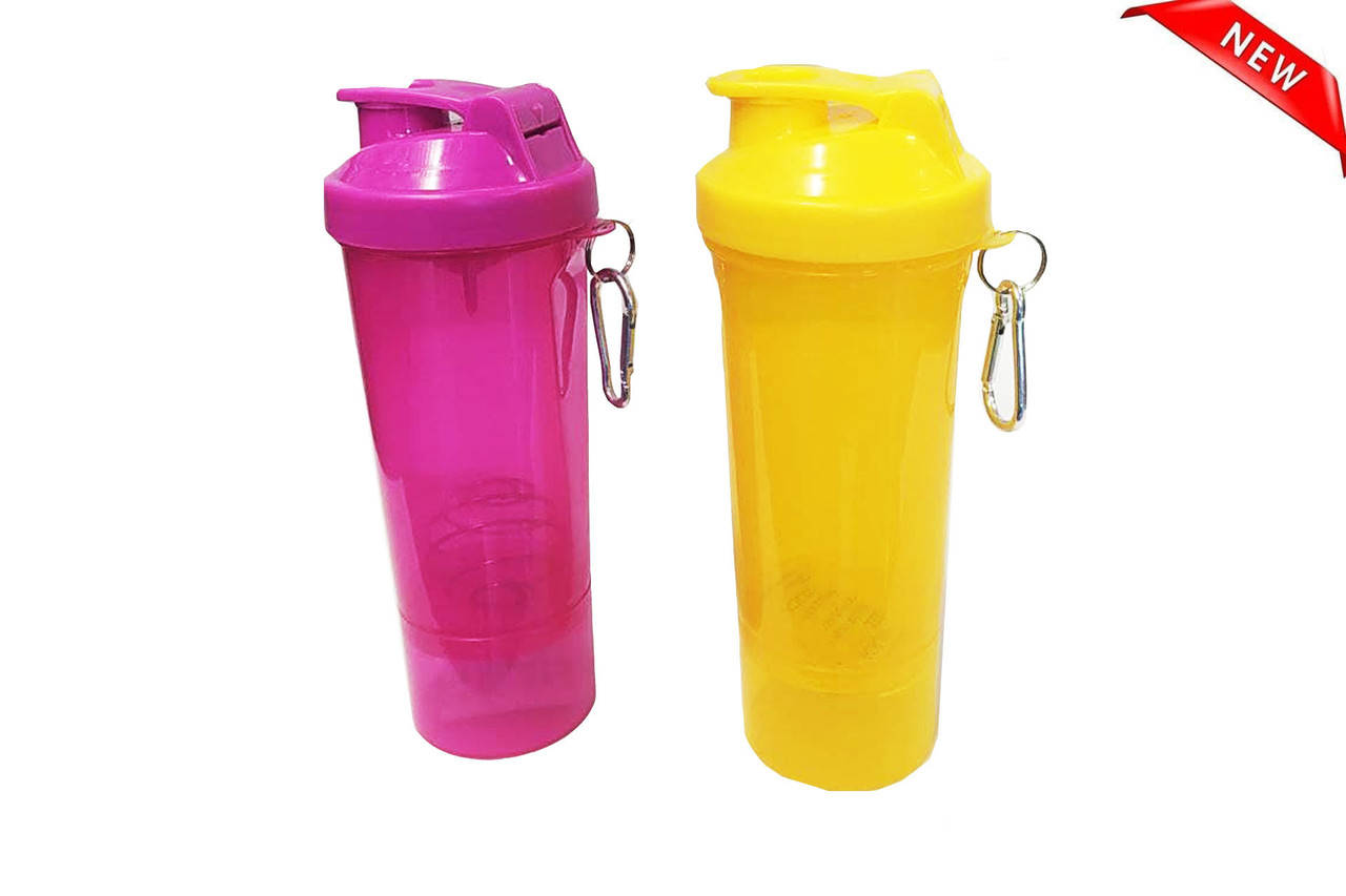 

Спортивная бутылка Шейкер для коктейля, 550 мл Плотная крышка, сеточка, для разбивания комочков. Цвет желтый