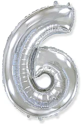 

Фольгированная цифра Flexmetal 40" (100 см) 6 серебро, Серебристый