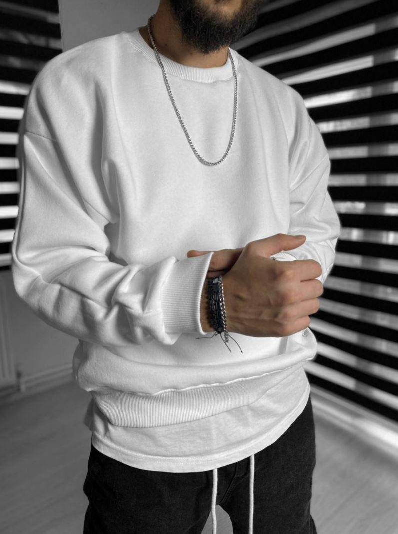 

Оверсайз світшот Мужская кофта белого цвета Мужской свитшот Мужской утепленный свитшот Мужские свитшоты