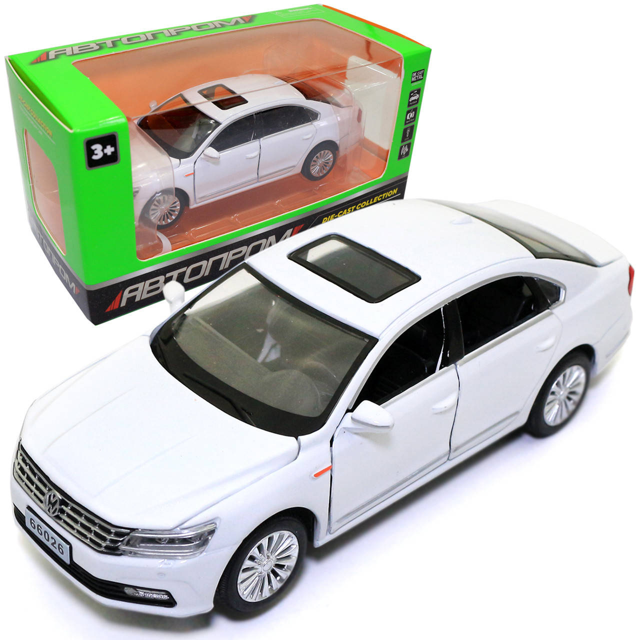 

Игрушечная металлическая машинка Volkswagen Passat «Автопром» Фольксваген Пассат белый свет звук 15 см (6604), Красный