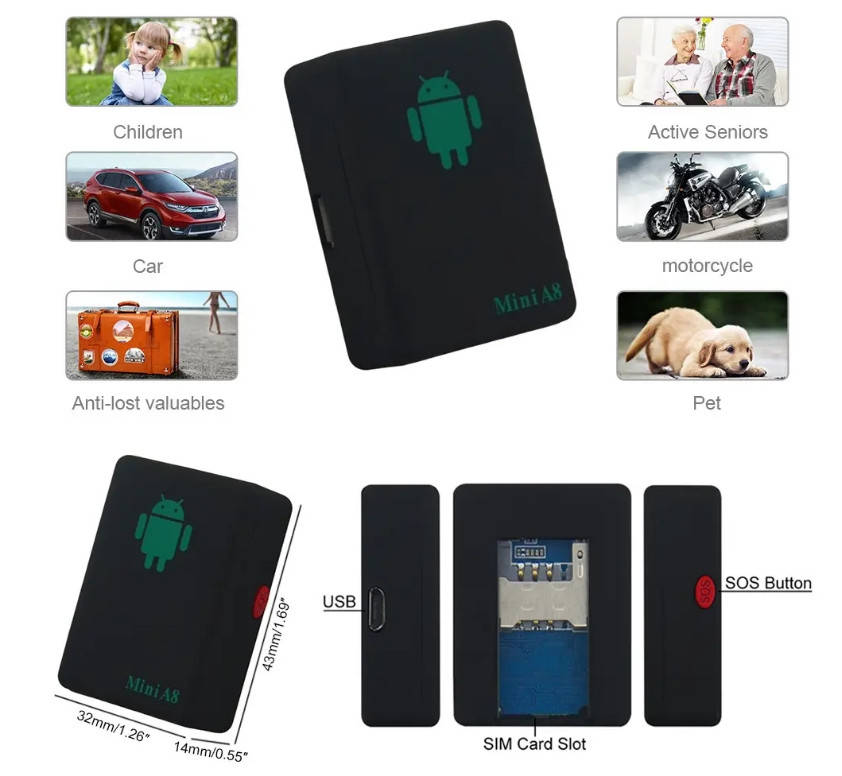 

GPS трекер Mini A8 для отслеживания GSM/GPRS/GPS оригинал в коробке