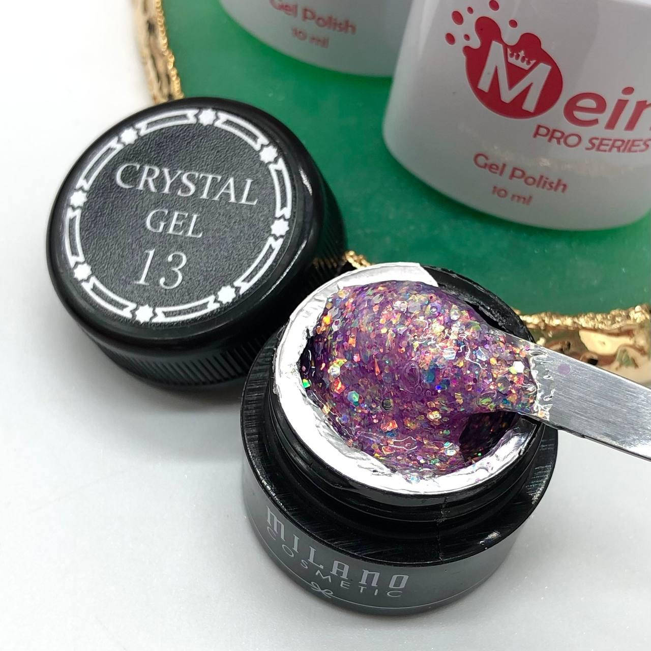 

Декоративный гель-глиттер для дизайна ногтей Crystal Gel Milano, №13, Золотистый