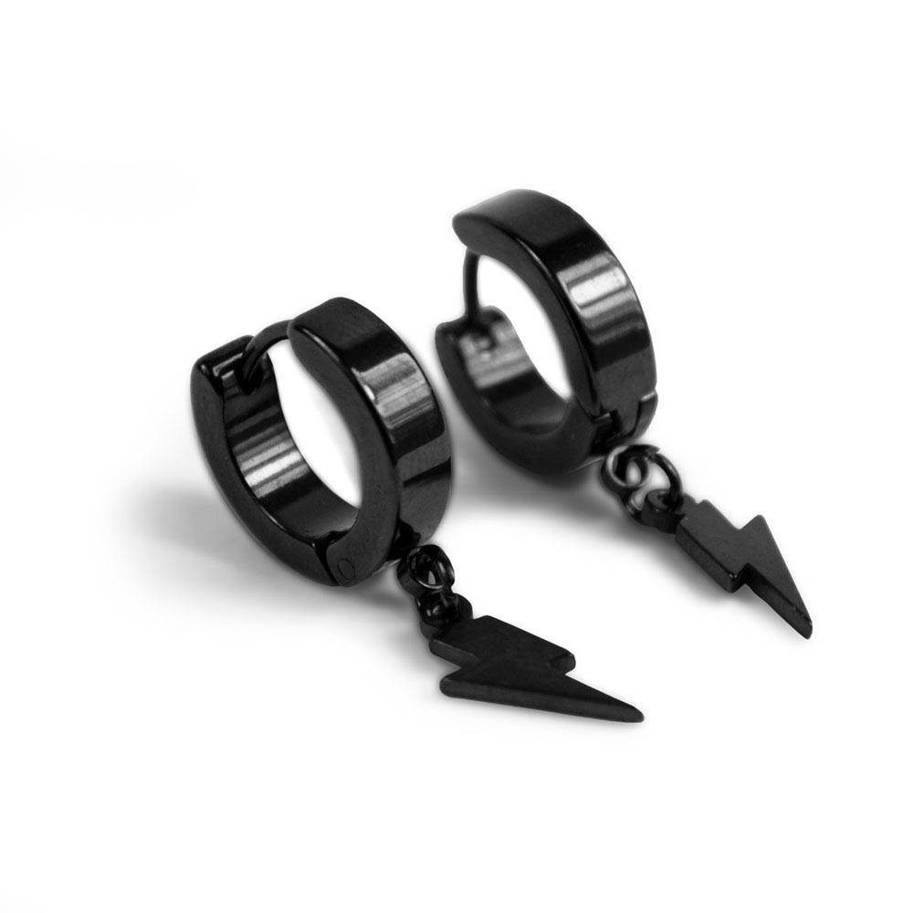 

Серьга кольцо SP-15 с подвеской-молнией черная