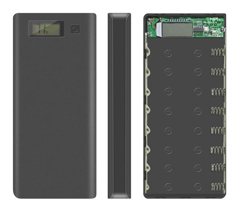 

Корпус для Power Bank на 8х аккумуляторах 18650 (Черный) LCD дисплей