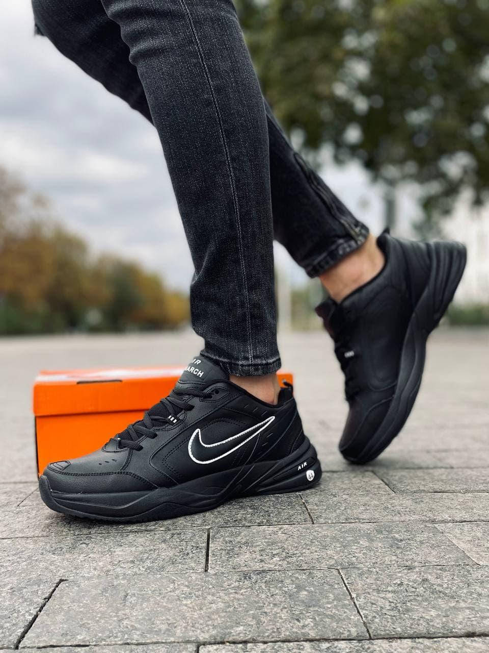 

Мужские кроссовки Nike Air Monarch Найк Монарх Черные (белый знак) Весна/лето/осень, Черный