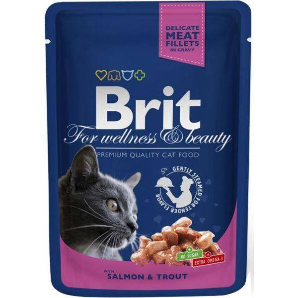 

Влажный корм для котов Brit Premium Cat pouch пауч лосось и форель 100 гр