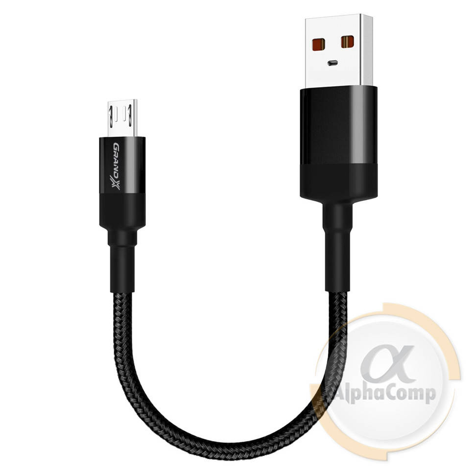 

Кабель USB 2.0 (AM/microUSB) 20см Grand-X оплетка, черный