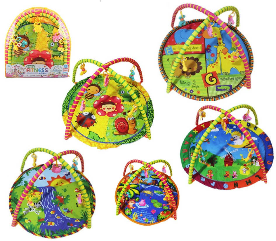 

Коврик для малышей, 5 микс, с погремушками на дуге, сумка 63*61см (36шт/2)