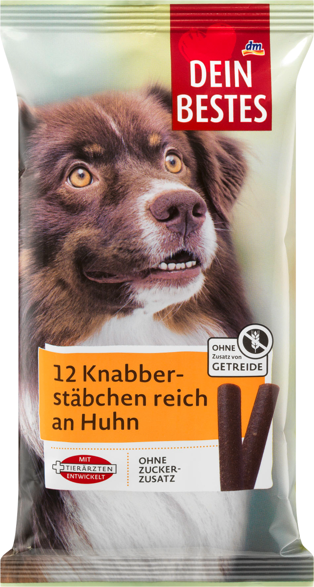 

Закусочные палочки для собак с курицей Dein Bestes 12 Knabberstabchen reich an Huhn, 120 г