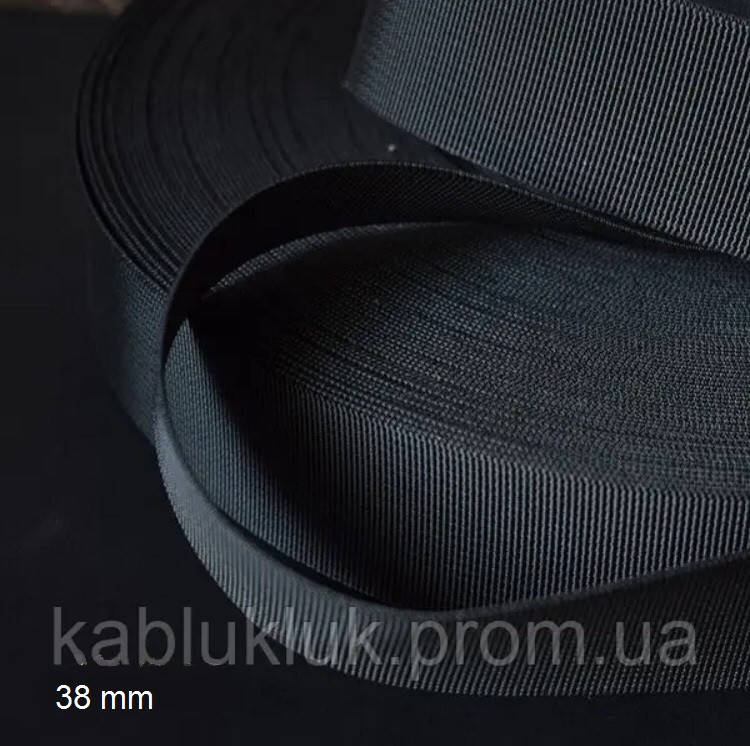 

Лента ременная 38 мм репс, цвет черный (от 1 м)