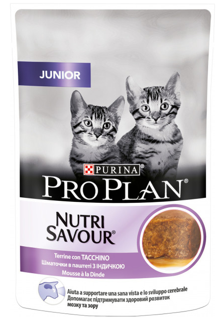 

Purina Pro Plan Nutrisavour Junior 85г*24шт паучи для котят кусочки индейки в паштете