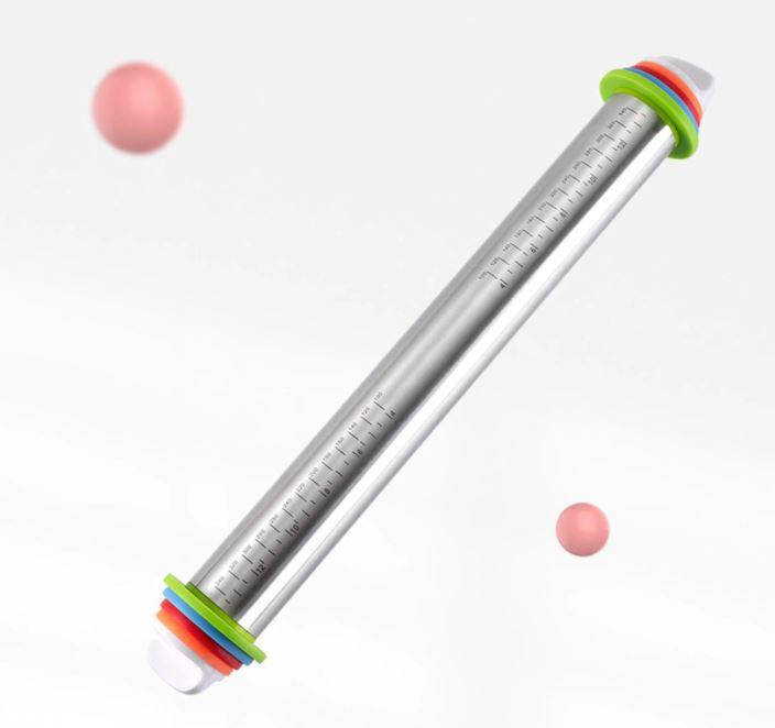 

Скалка для теста с регулировкой толщины раскатки теста 45 см.