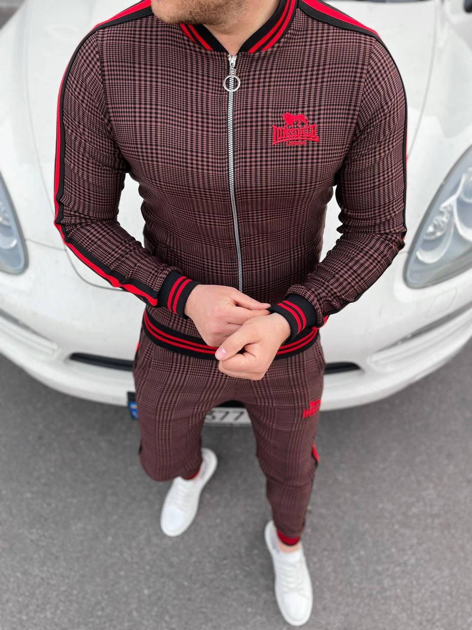 

Мужской спортивный костюм тренера Lonsdale бордового цвета L, Бордовый