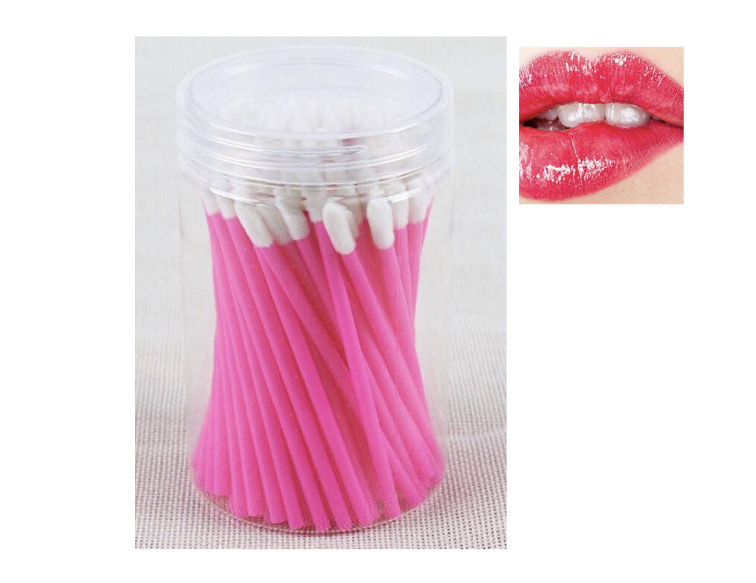 

Макробраши в тубусе, кисточки для макияжа, аппликаторы для помады (50 шт/уп) Розовый