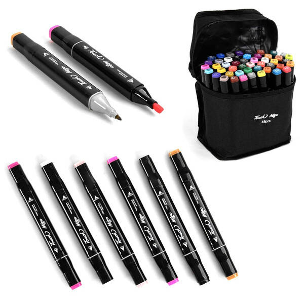 

Набор скетч маркеров для рисования двусторонние 48 штук Touch Migo Фломастеры для скетчинга в сумке (58632)