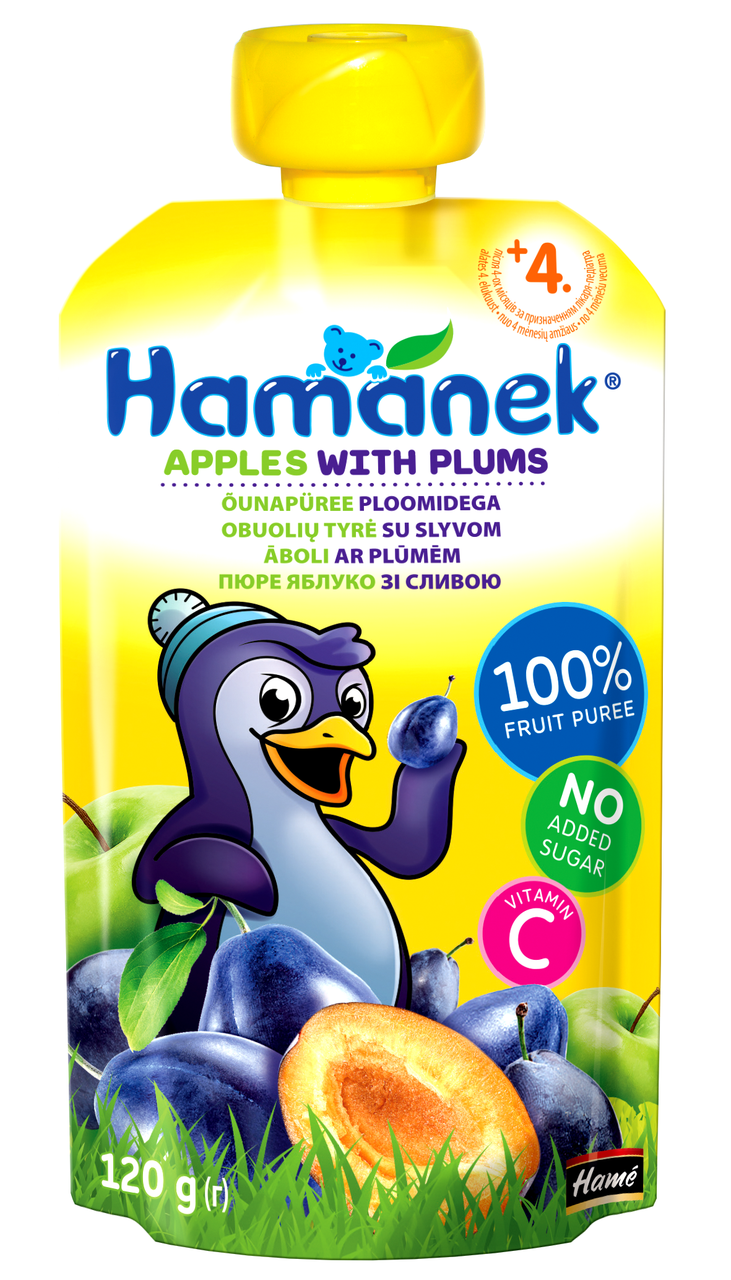 

Пюре фруктовое пауч яблоко со сливой Hamanek, 120г