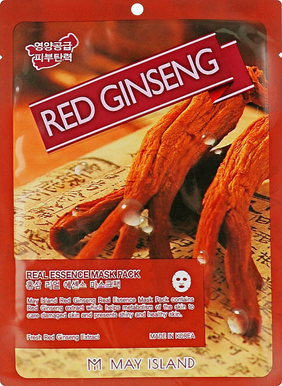 

Антивозрастная маска для лица с красным женьшенем May Island Real Essence Red Ginseng Mask Pack 25 г