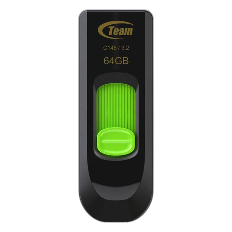 

Флеш-накопитель USB3.2 64GB Team C145 Green (TC145364GG01), Зелёный