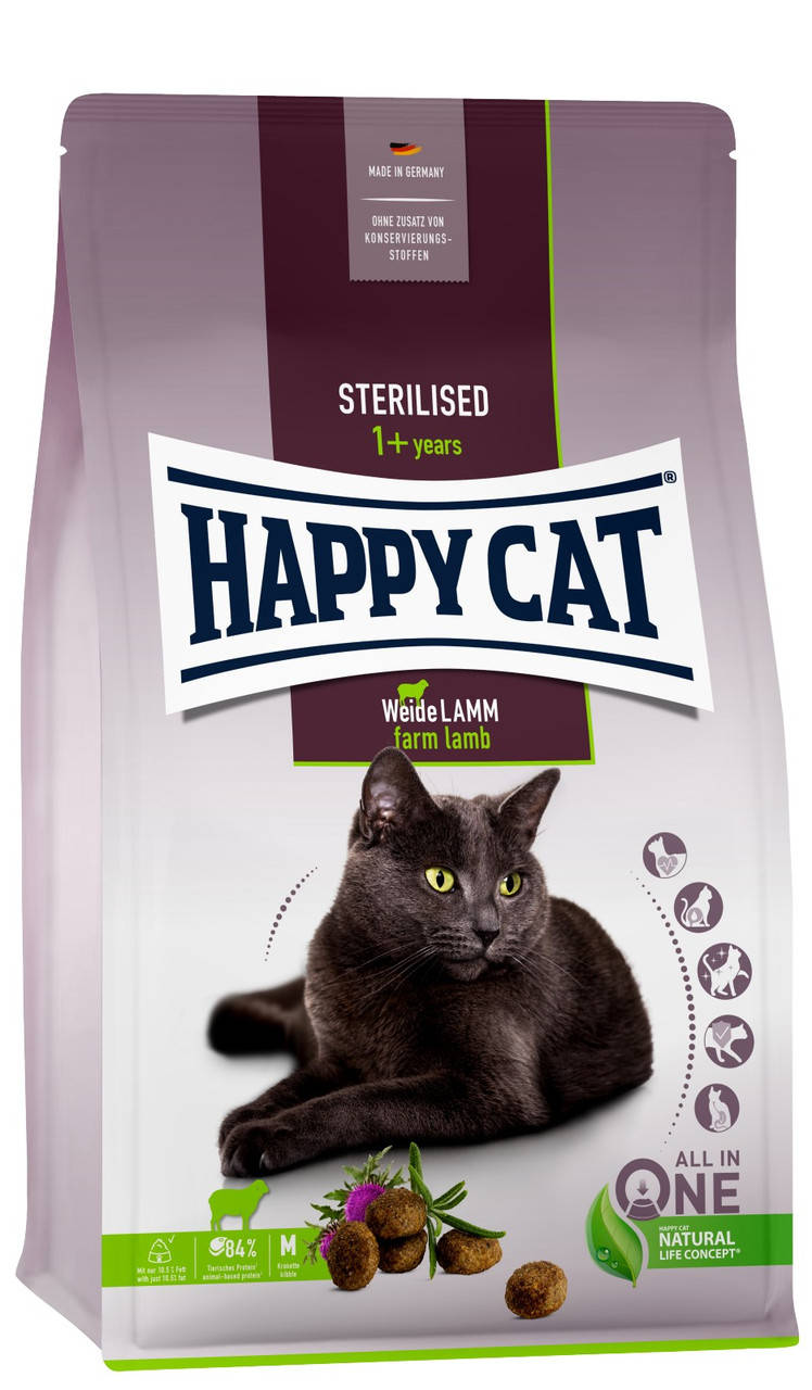 

Happy Cat Adult Sterilised Weide-Lamm 4кг для стерилизованных кошек с ягненком