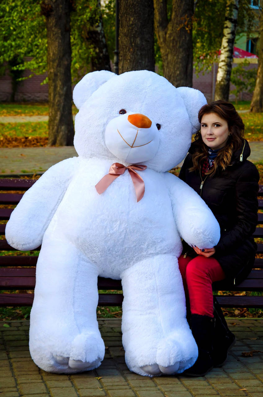 

Большой Плюшевый медведь 200 см белый, Мишки 2 метра, подарок для девушки на день рождения, Персиковый