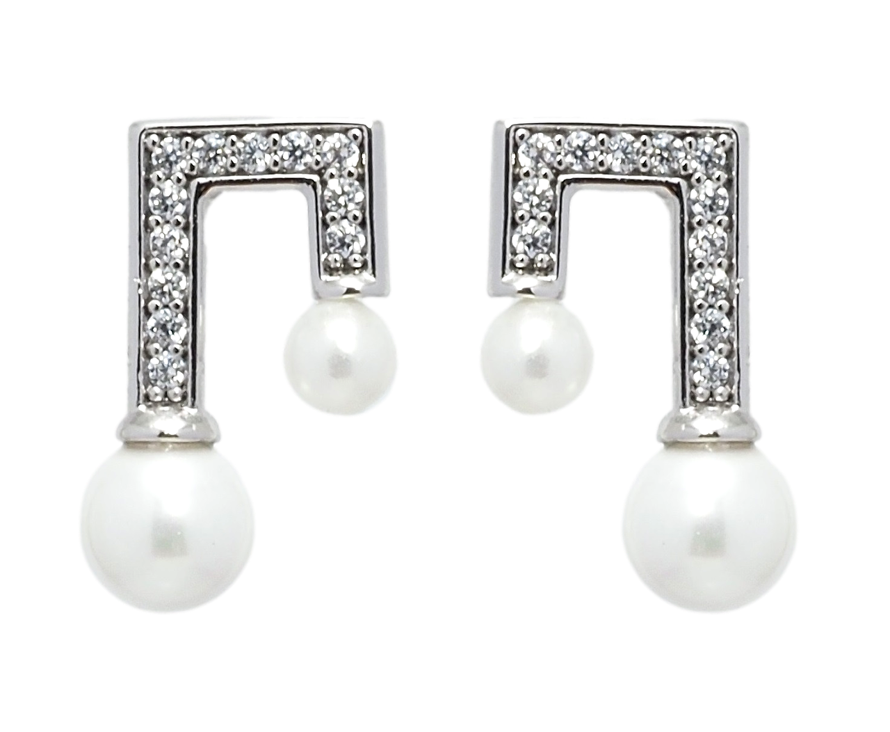 

Серьги Xuping Родий гвоздики (пусеты) " Фигурные жемчугом и цирконием"