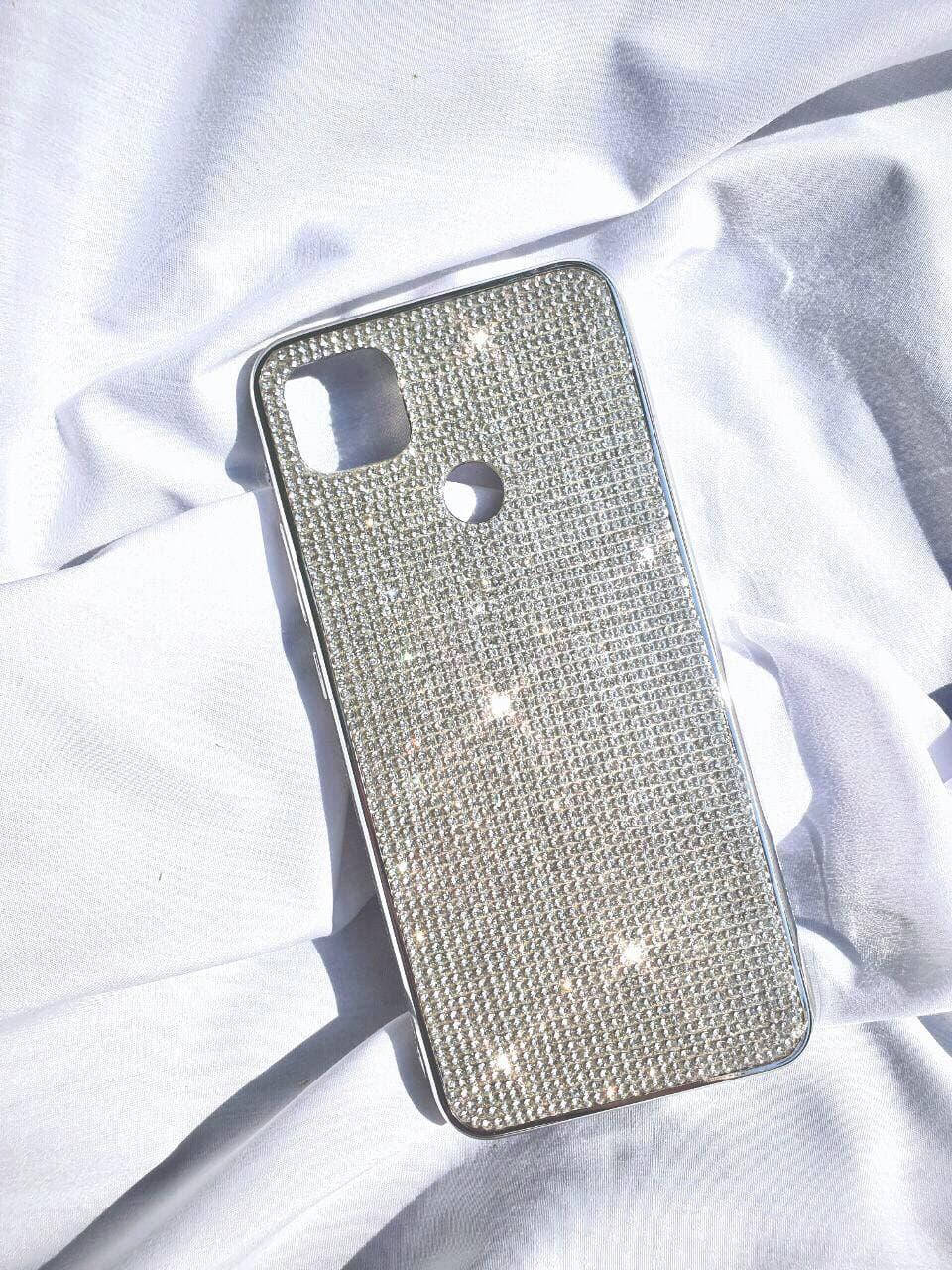 

Силиконовый чехол с камнями для Xiaomi Redmi 9C, Серебристый