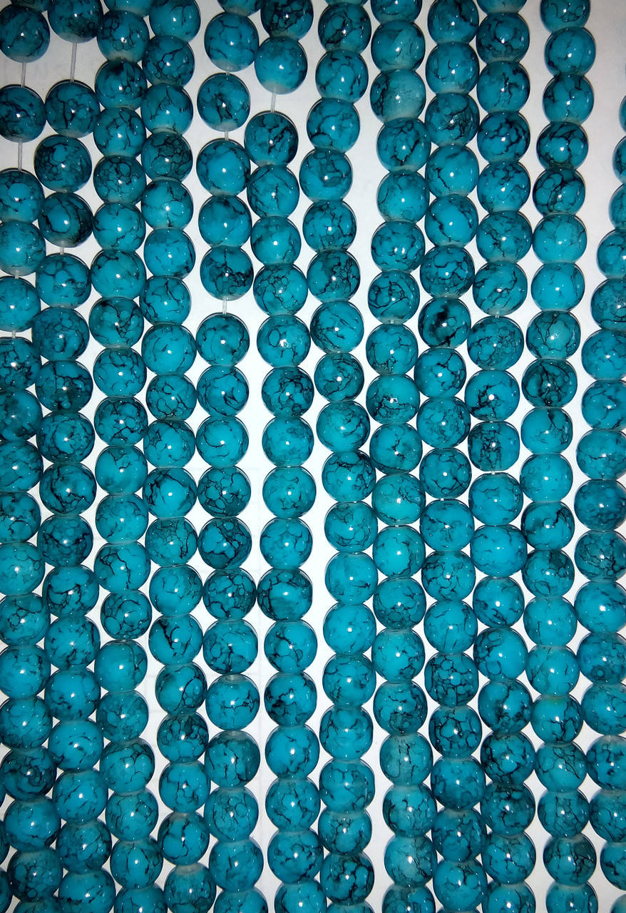 

Керамічні намистини "Бірюзовий мармур", 8 мм, Бирюзовый