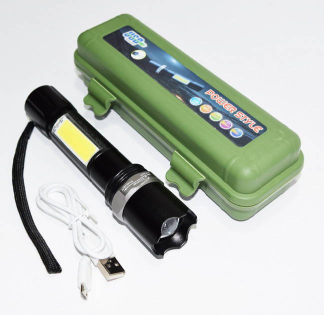 

Тактический мощный аккумуляторный LED фонарь Police BL-9626 COP XPE ZOOM USB в кейсе Черный