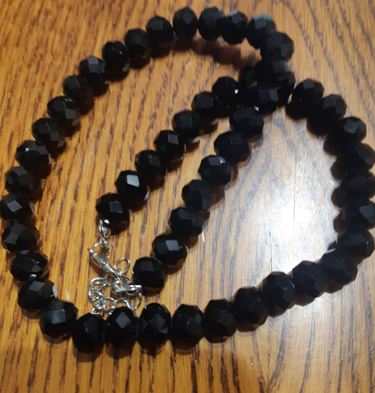 

Бусины "рондель" на нитке d-10x8мм стекло черное матовое L-45см(+-), Черный