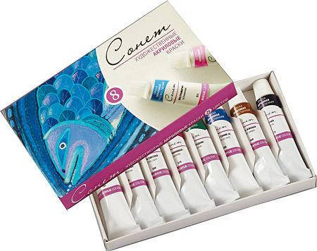 

Краски акриловые ЗХК Невская Палитра Сонет набор 8 цв. по 10мл туба №4 2841096