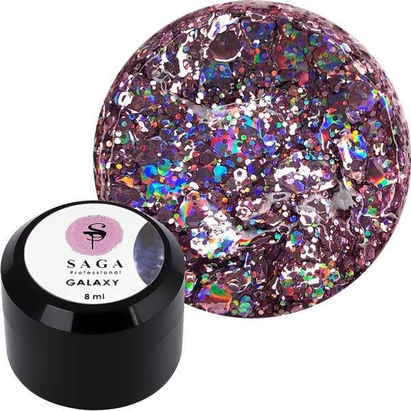 

Глиттерный гель Saga Professional Galaxy № 2, 8 мл, Розовый