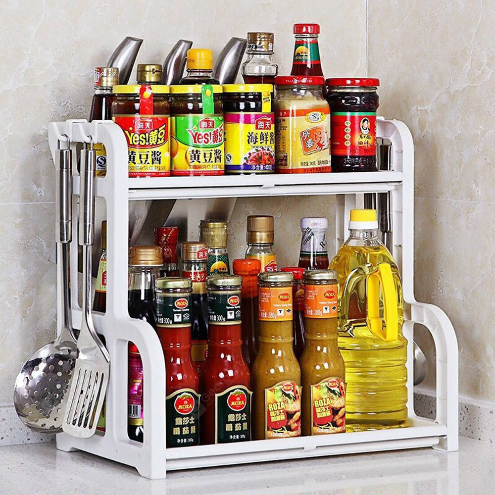 

Кухонный органайзер Kitchen Seasoning Shelf (52х24х39 см) / Стойка-полка для специй и баночек, Белый