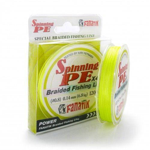 

Шнур Fanatik Spinning PE X4 Yellow 120м #2.0/0.23мм 12.0кг, Желтый