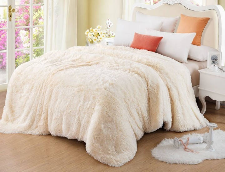 

Меховой плед покрывало Травка евро 220x240 см Молочный (1005693)