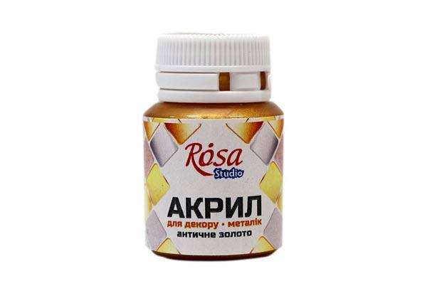 

Акрил для декору Античне золото, металік 20мл ROSA TALENT, Золотистый