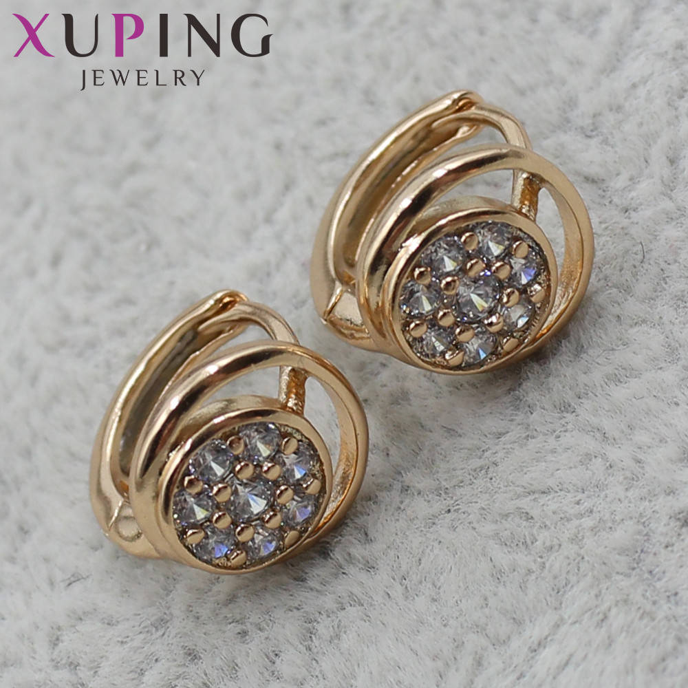

Серёжки застежка-кольцо женские золотистого цвета Xuping Jewelry цветочек в стразах 24K