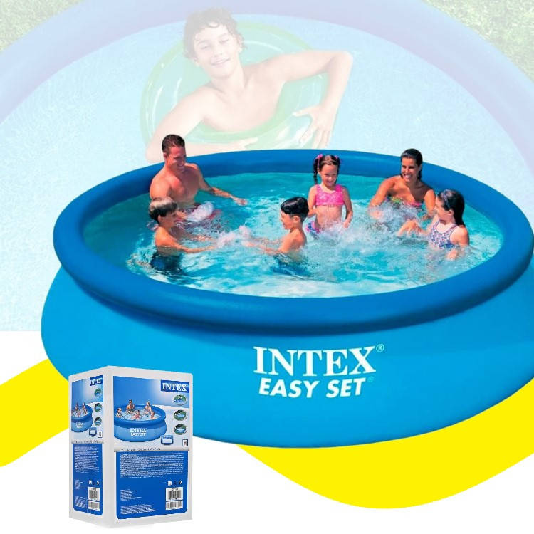 

Бассейн семейный надувной INTEX 305x76 см (28120) круглый, детский наливной. Детский надувной бассейн большой, Синий