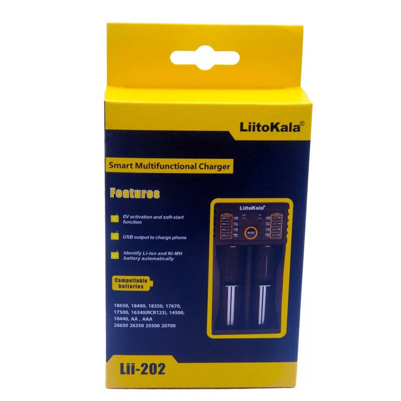 

Универсальное зарядное устройство LiitoKala Lii 202 на 2 слота с функцией Power Bank