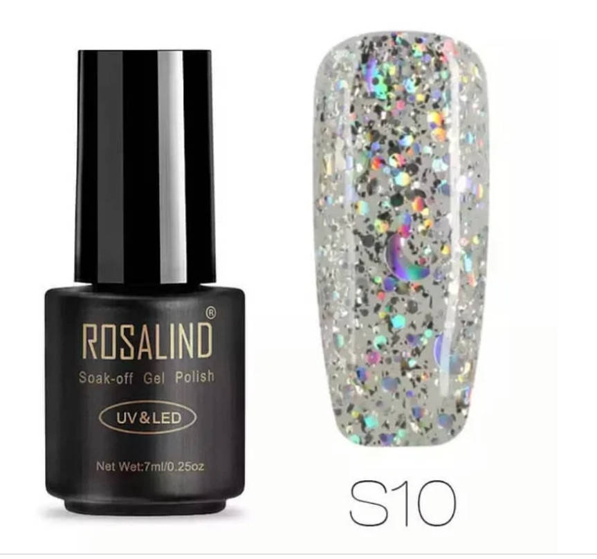 

Гель лак для ногтей, маникюра, педикюра Rosalind Розалинд 7мл. Серебро S10