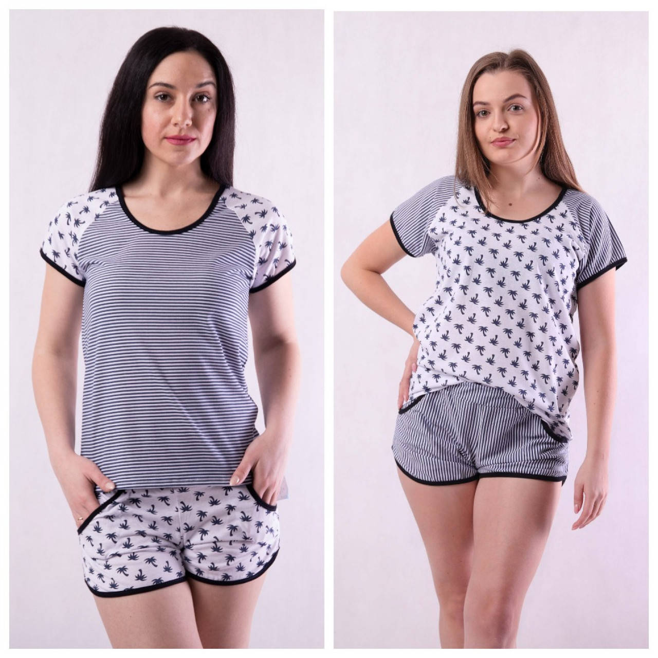 

Пижама женская летняя футболка с шортами "Пальмы" р.42-54 Женская пижама футболка с шортами "Пальмы"