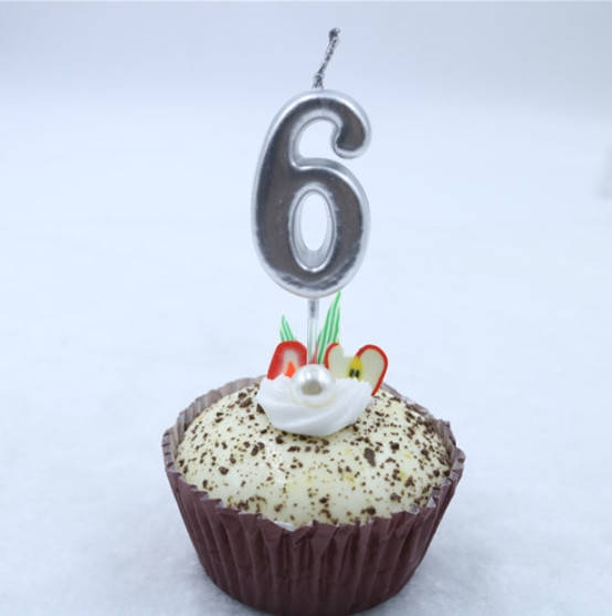 

Свеча цифра "6" в торт серебро
