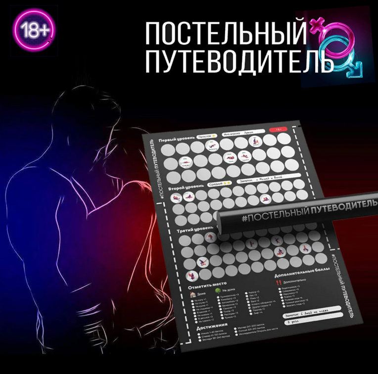 

Постельный Путеводитель - настольная эротическая игра для взрослых. Скретч-плакат