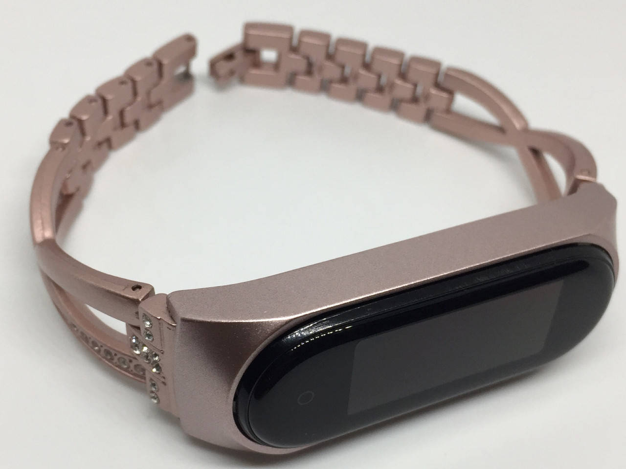 

Ремешок mi band 5 mi band 6 со стразами металлический розовый матовый