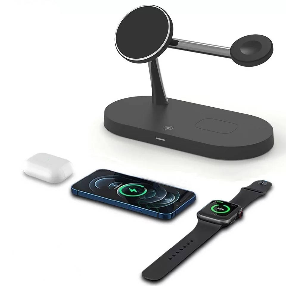 

Беспроводная зарядка док-станция Qi Wireless Charger Tongdaytech 3в1 для iPhone Apple Watch AirPods 15W
