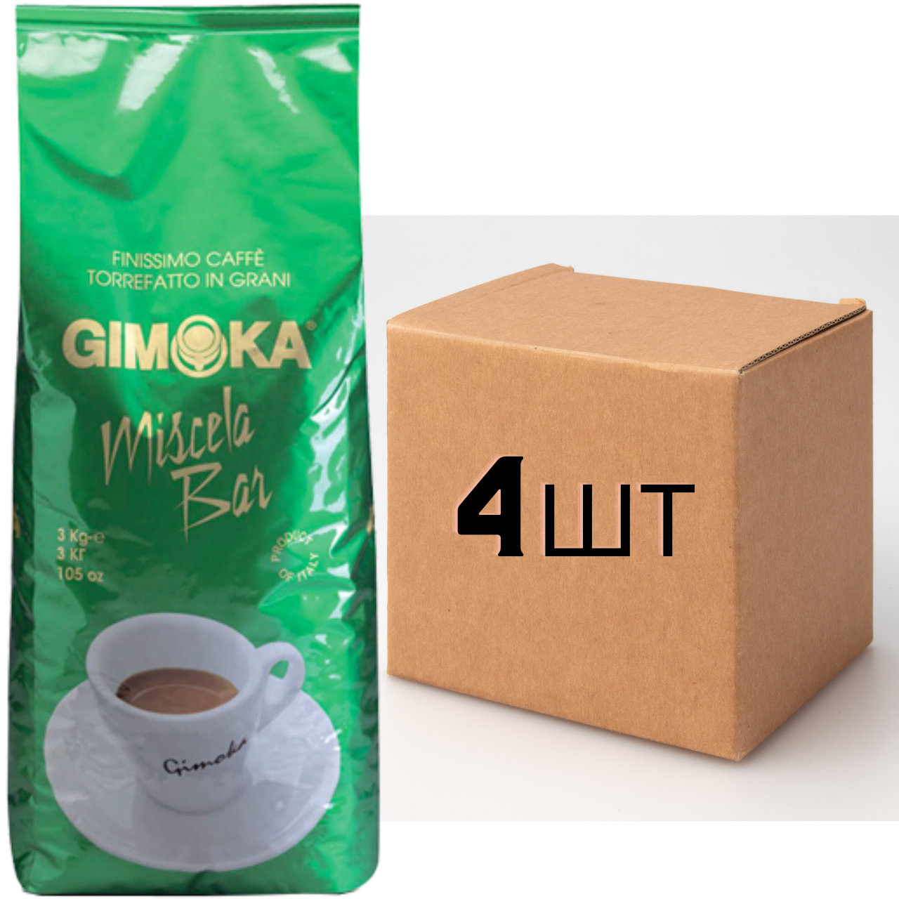 

Ящик кофе в зернах Gimoka Miscela Bar 3 кг (в ящике 4шт)