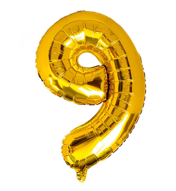 

Шарик Цифра "9" () цвет золото
